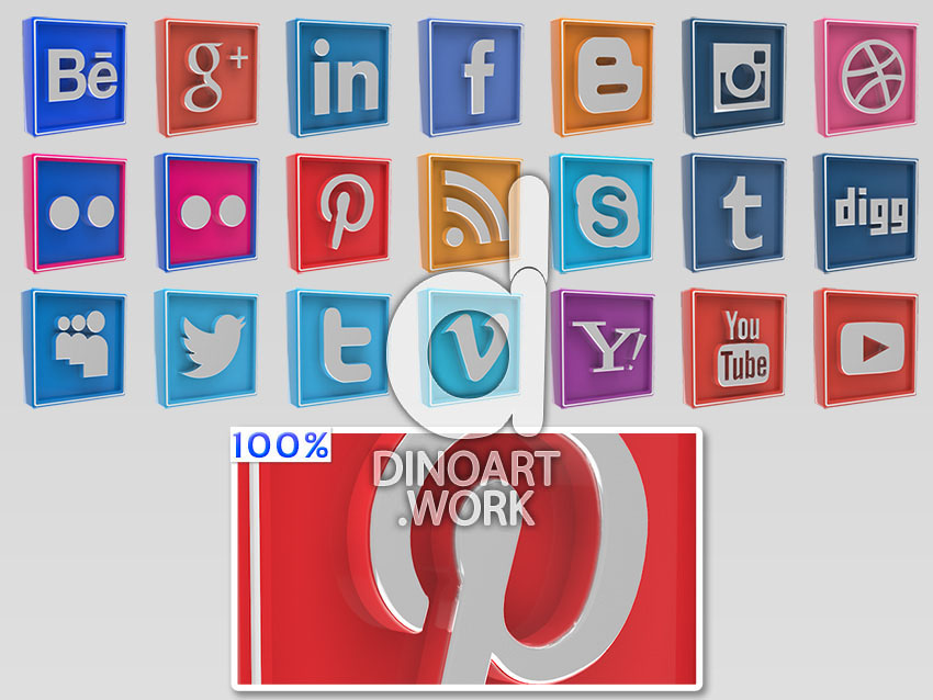 3D Glossy Social Media Icons