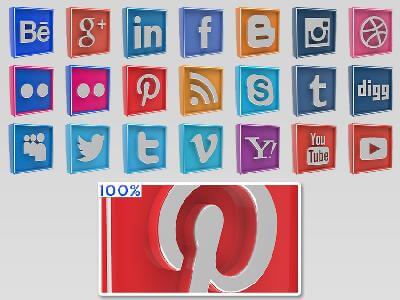 3D Glossy Social Media Icons